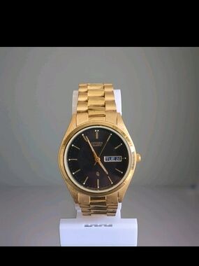 Citizen Gold-Tone Watch with Black Dial